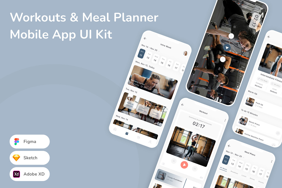Workouts & Meal Planner App UI Kit, an UI Kit Template by Betush