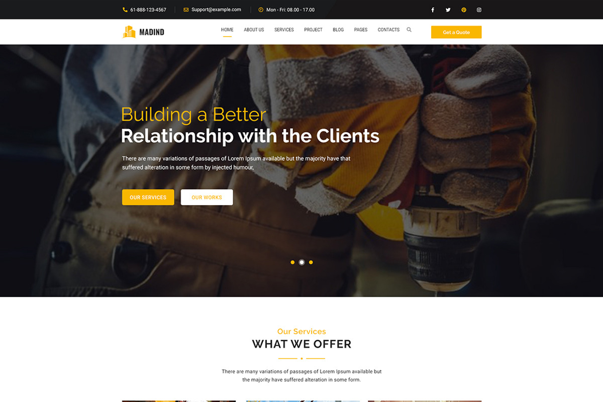 MADIND - Construction Template, a HTML Template by THESOFTKING (Photo 2 of 3)