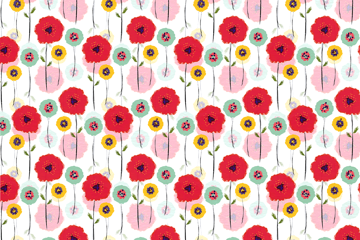 Two Poppies Patterns & Swatches, a Pattern Graphic by Anny Cecilia Walter (Photo 3 of 3)