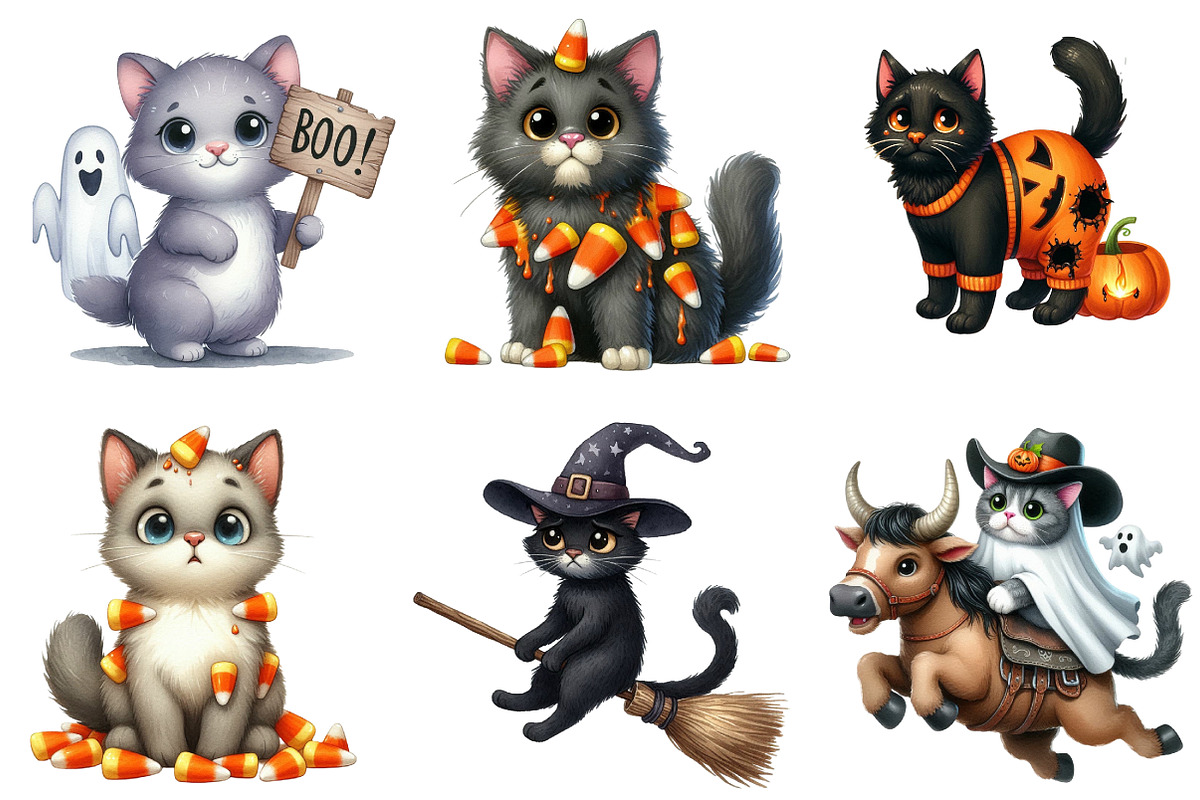 Funny Halloween Black Cat Clipart, an Illustration by DreamArtGraphic (Photo 3 of 5)