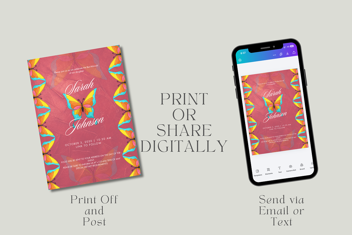 Butterfly Wedding Invite Template, an Invitation Template by InvitingStorys (Photo 8 of 11)