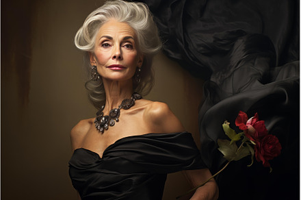 Elegant senior woman with jewelry, a Person Photo by Ylivdesign