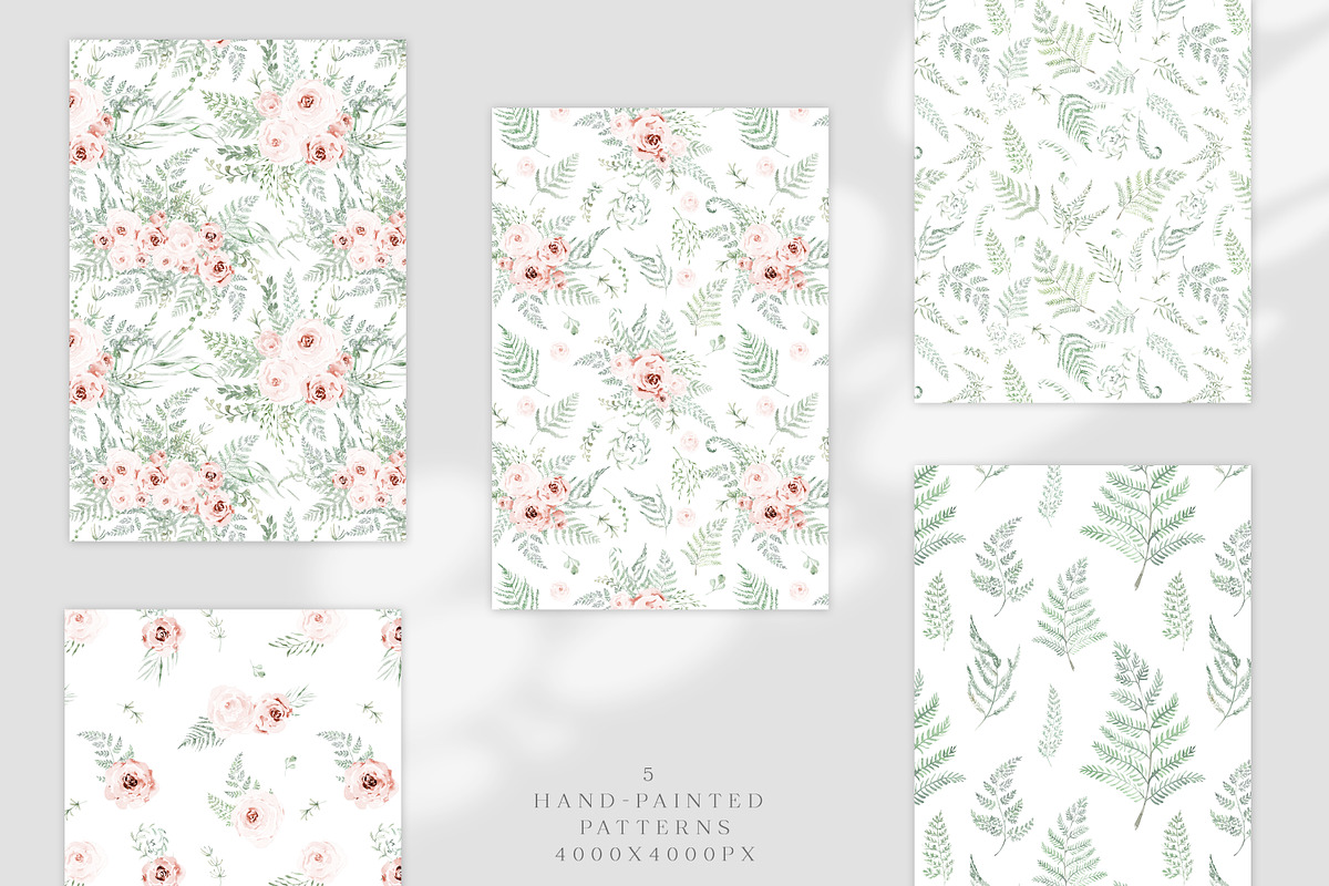 Watercolor Fern and Roses, an Object Illustration by Olga Koelsch (Photo 9 of 15)