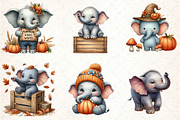 Cute Autumn Elephant Sublimation, an Illustration by DreamCafeArt (Thumbnail 3 of 6)