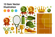 Tennis Elements Vector Illustration, a Sport Illustration by KAZ by IanMikraz Studio (Thumbnail 3 of 3)