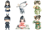 Japanese Watercolor Clipart Bundle, an Illustration by CitraGraphics (Thumbnail 2 of 5)