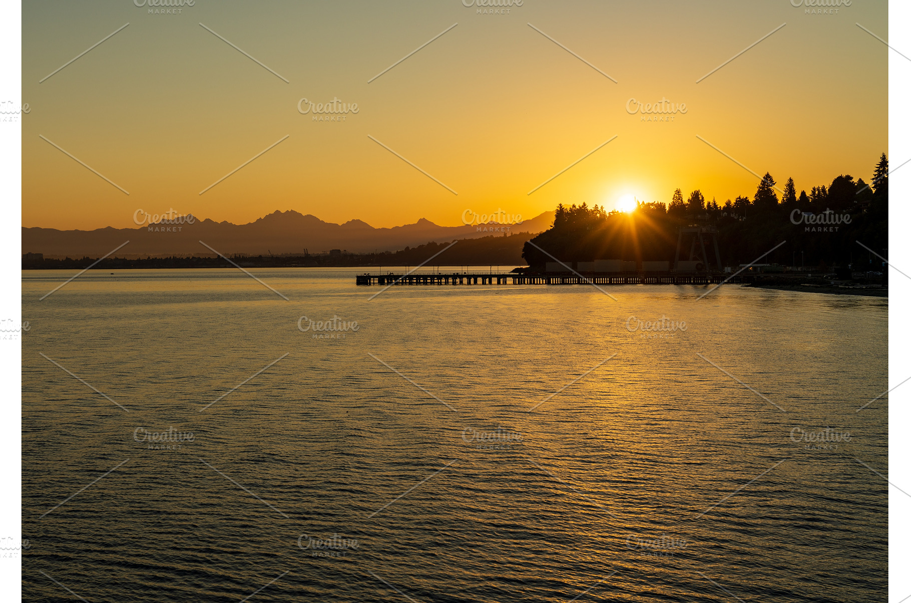 Sunrise seen from Mukilteo to, a Nature Photo by Backyard Stock