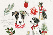 Christmas Watercolor Dogs Clipart, a Seasonal Illustration by artinspirestudio (Thumbnail 6 of 8)