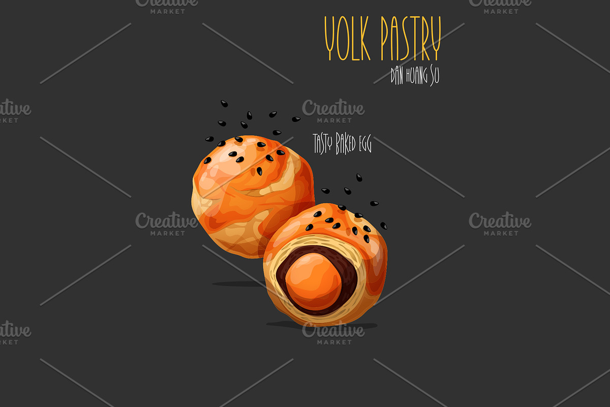 Yolk pastry. Vector illustration, a Decorative Illustration by AKOMIX (Photo 1 of 2)