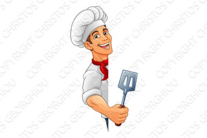 Chef Baker Cartoon Cook Mascot Man, a Person Illustration by Christos Georghiou