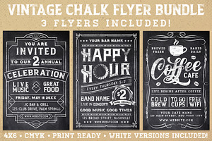 Vintage Chalk Flyer Poster Bundle