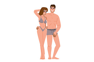 Happy couple embracing in underwear, a Person Illustration by pikepicture