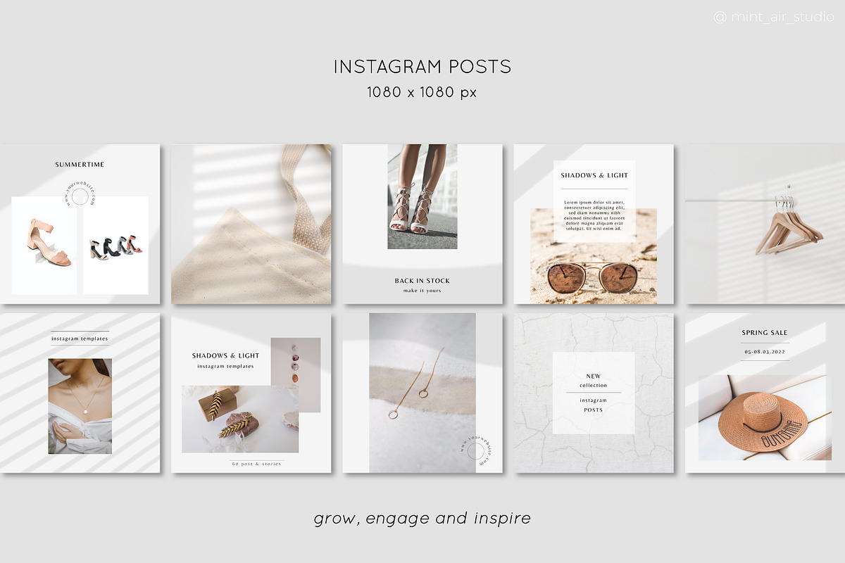 Instagram Post & Stories. SHADOWS, a Social Media Template by Mint Air Studio (Photo 3 of 9)