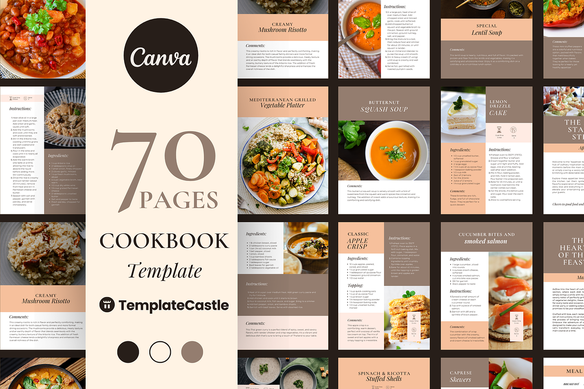 70 Cookbook Pages Templates Canva, a Templates & Theme by TemplateCastleStore (Photo 1 of 10)