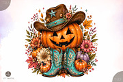 Cowboy Pumpkin PNG, Western Fall, a Seasonal Illustration by Libby Wishes (Thumbnail 1 of 3)