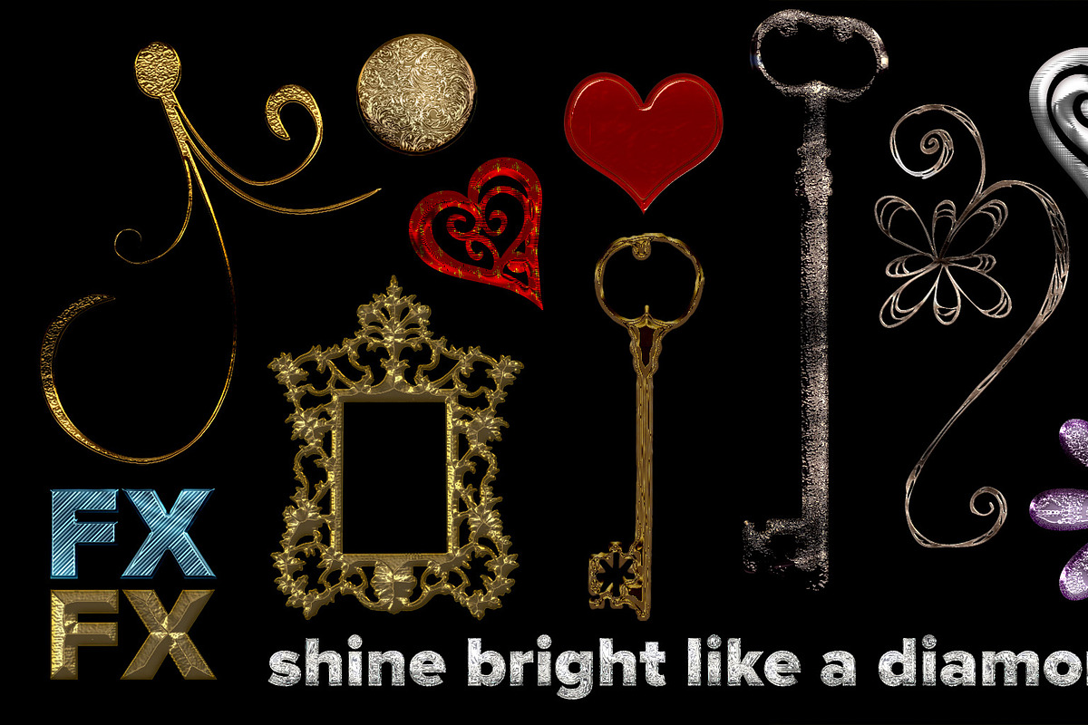 Metal Layer Styles For Photoshop, a Layer Style Add-On by Posh Papers & Patterns (Photo 6 of 6)