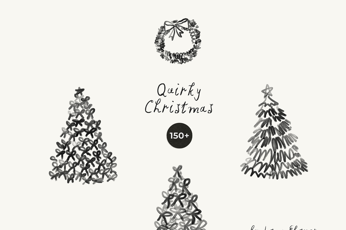 Quirky Christmas Line Drawings, an Object Graphic by Lana Elanor (Photo 10 of 12)