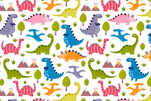 Cute Dinos: Pattern & Labels