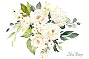 White roses. Watercolor floral set, a Decorative Illustration by Lisima (Thumbnail 3 of 16)