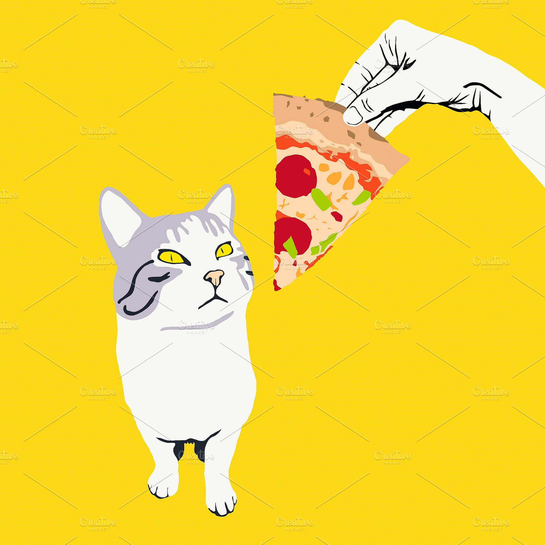 Fashion minimal illustration. Pizza lover funny concept, a Beauty & Fashion Photo by Jenya Porechenskaya