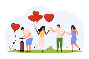 Tiny people sharing positivity and, a Person Illustration by Flashvector