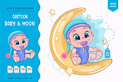 Cartoon Baby & Moon. Tshirt, PNG., a Person Illustration by KENO Mascots (Thumbnail 1 of 4)