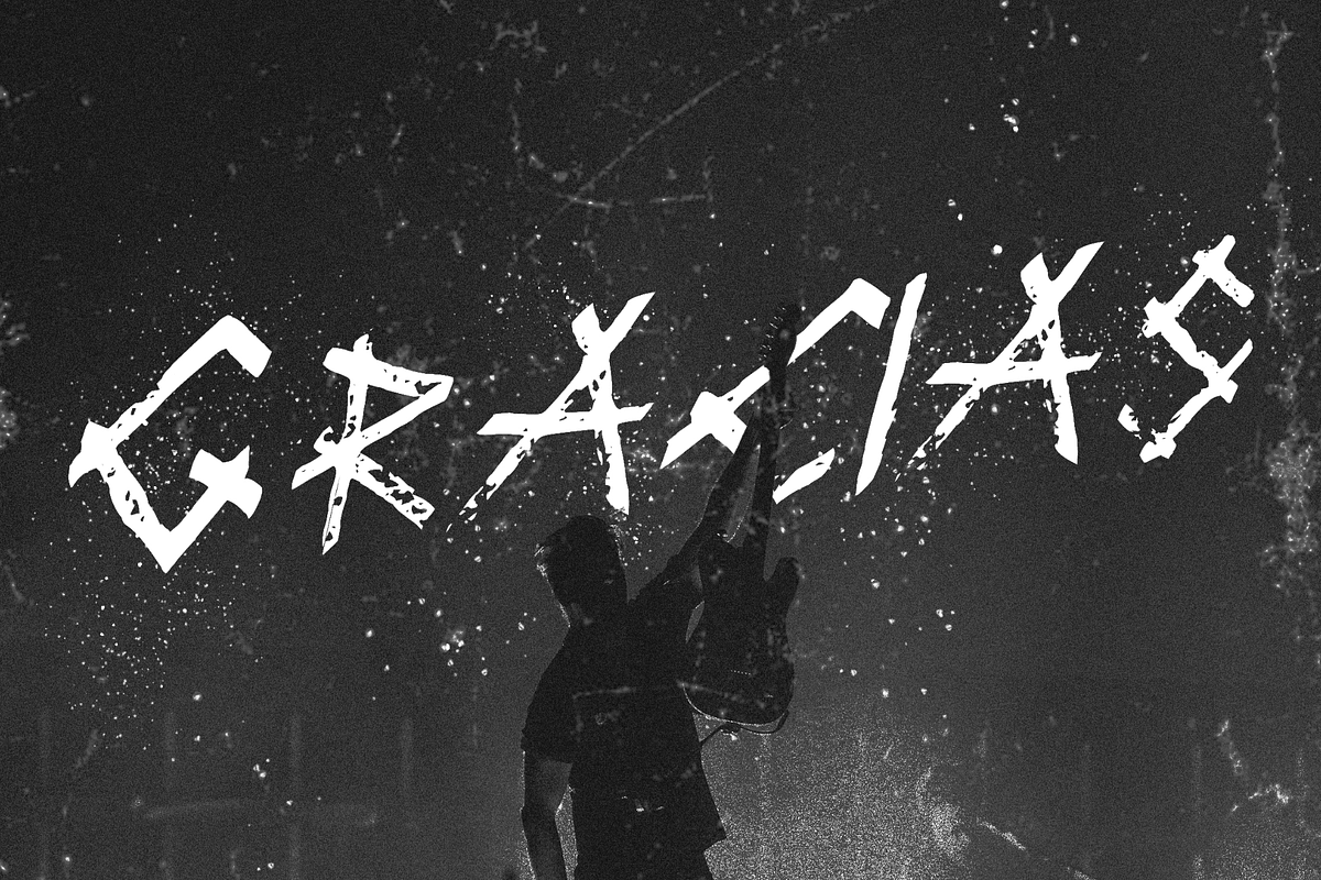 Volklore - Edgy Trashed Font, a Script Font by Mofr 24 (Photo 10 of 10)