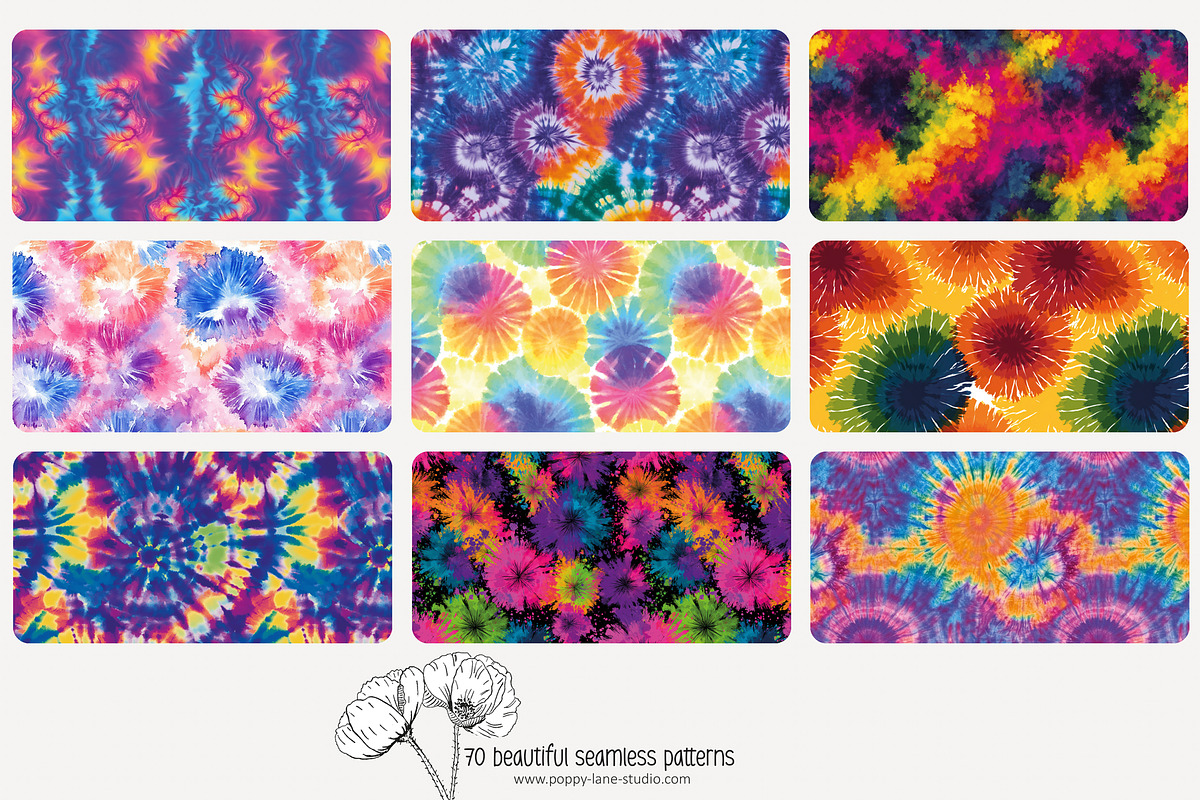 70 abstract tie-dye seamless pattern, a Pattern Graphic by Poppy Lane Studio (Photo 3 of 10)