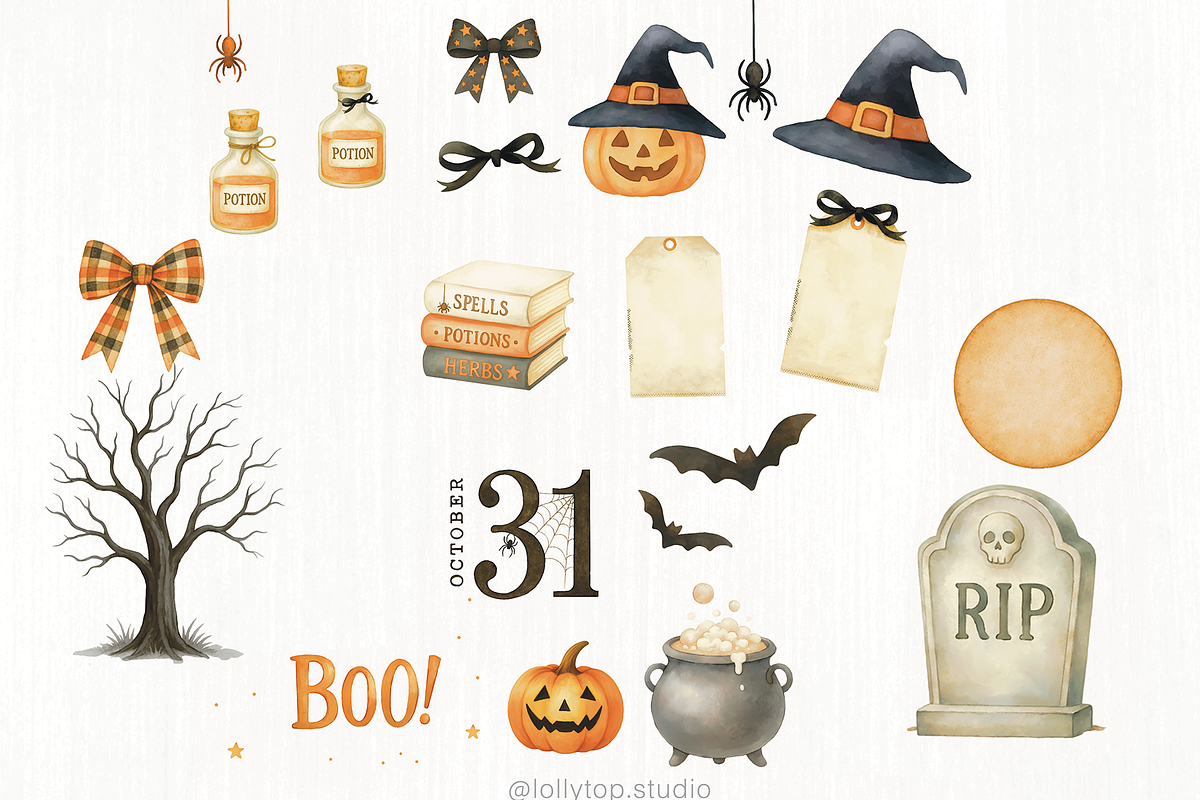 Happy Halloween - Clipart + Digital, an Illustration by Lolytop Studio (Photo 2 of 6)