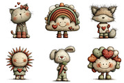 Whimsical Valentine Day Kids Clipart, a Graphic by CitraGraphics (Thumbnail 2 of 4)