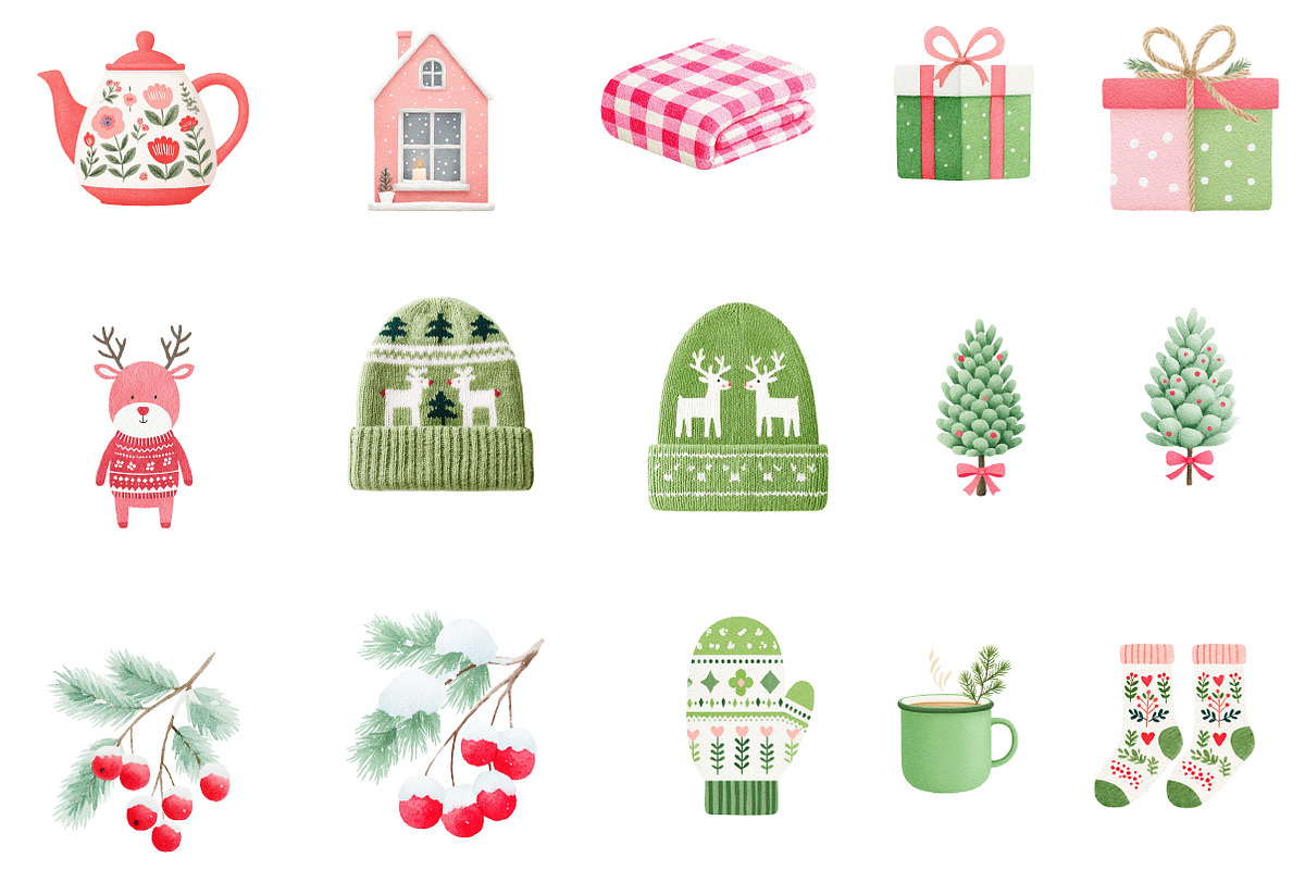 Watercolor Christmas Clipart, an Illustration by Designworld (Photo 4 of 4)