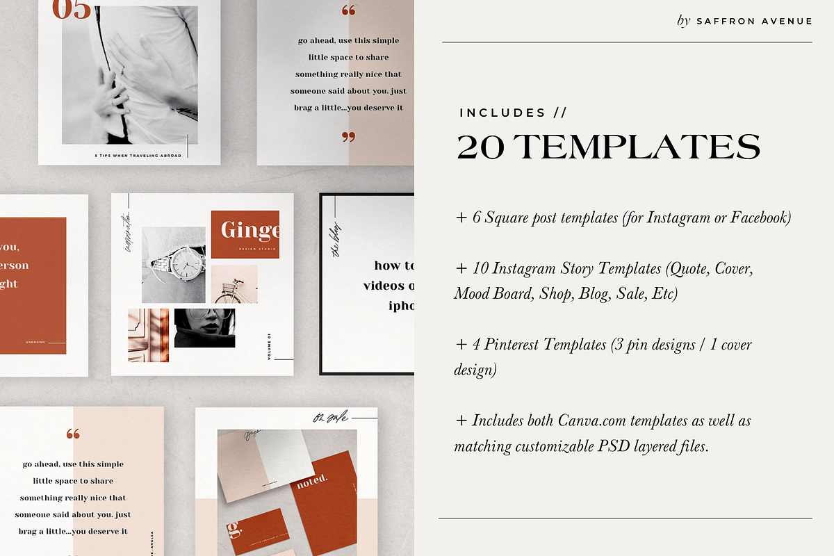Ginger Modern Social Media Templates, a Social Media Template by SAFFRON AVENUE (Photo 3 of 5)
