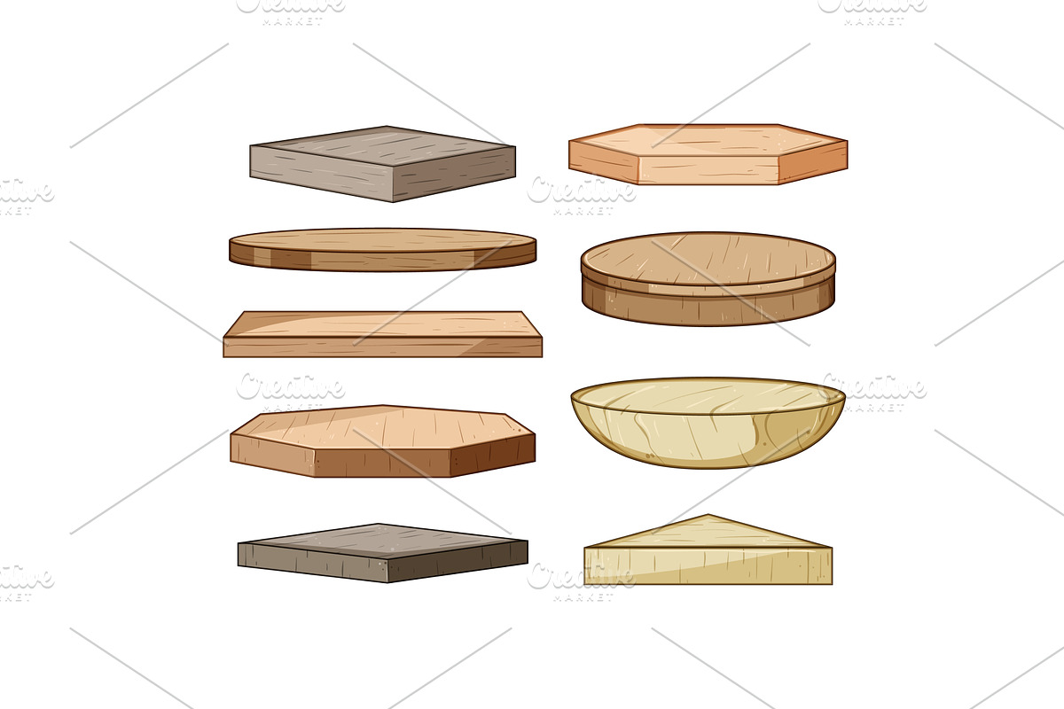 wood platform set cartoon vector, an Object Illustration by pikepicture