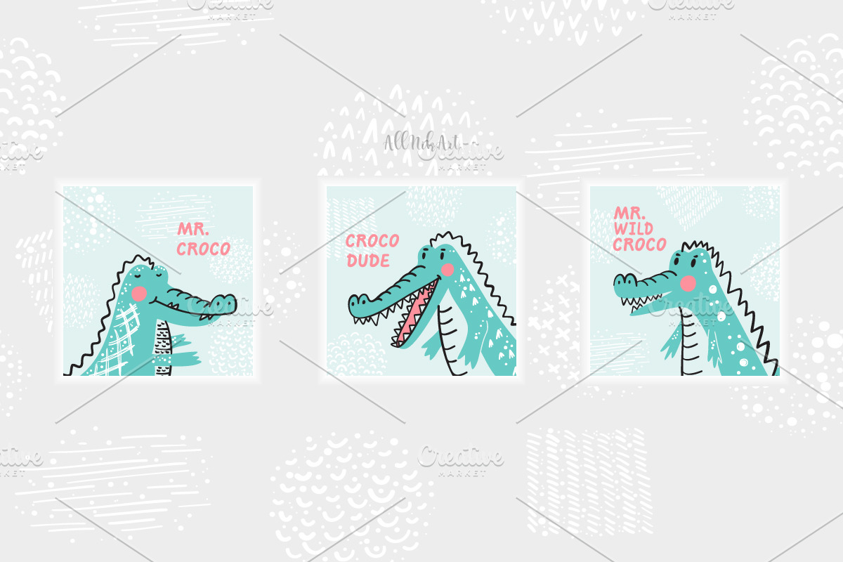 Cute Crocodiles & Cacti, an Animal Illustration by AllNikArt (Photo 5 of 7)