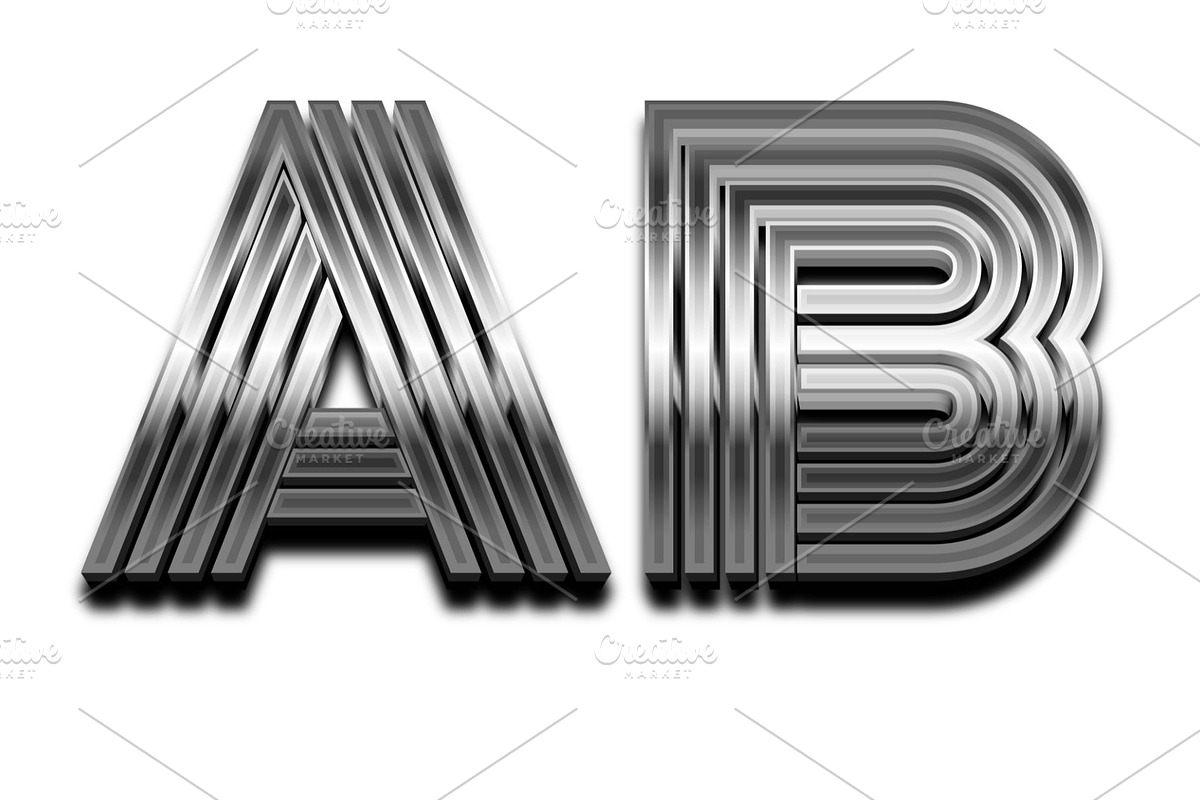 Chrome Striped 3D Metallic Font, an Illustration by Stellalunarts (Photo 1 of 4)