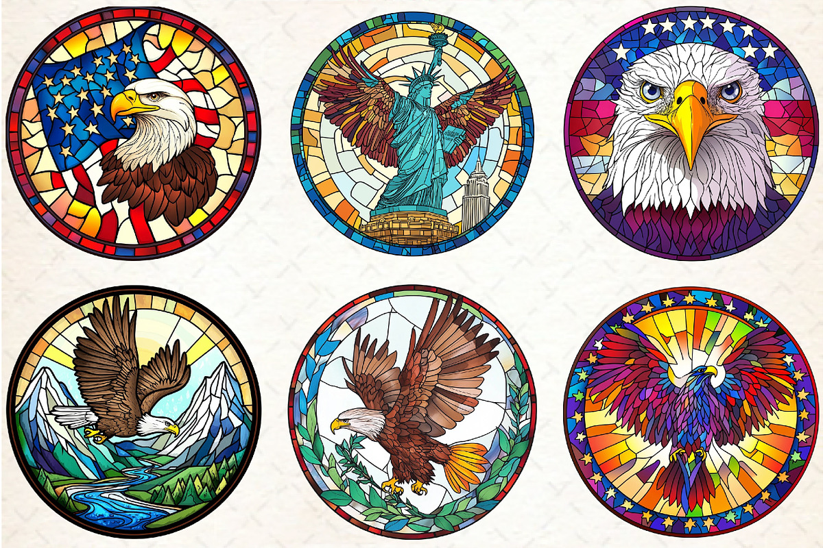 4th of July Eagle Round Stained Glas, a Seasonal Illustration by Rose Art (Photo 4 of 4)