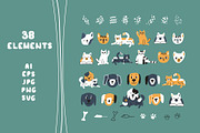 Cute Cats and Dogs patterns, an Animal Illustration by essskina (Thumbnail 2 of 9)