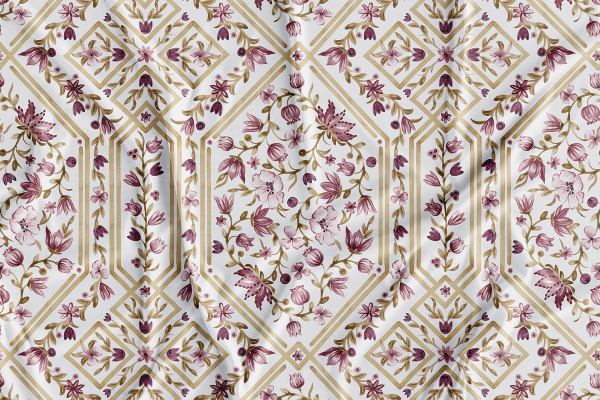 Vintage Floral Trellis Pattern, a Pattern Graphic by SirenaArt (Photo 3 of 17)