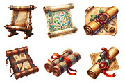 Vintage Medieval Scroll Clipart, a Graphic by CitraGraphics (Thumbnail 4 of 4)