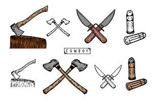 Set Of Cowboy Design Elements