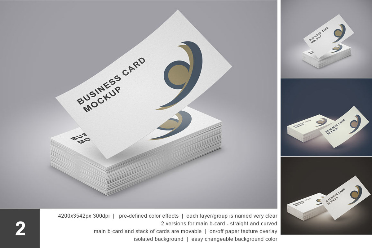 Business Card Mockup Set - 5 PSD, a Print Template by mockupgeek (Photo 3 of 6)