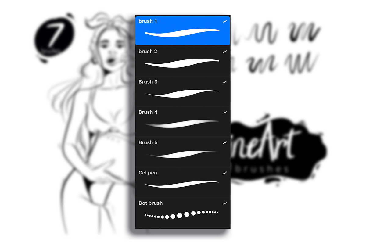 Procreate line art brushes, a Brush Add-On by KsTumanova (Photo 3 of 3)