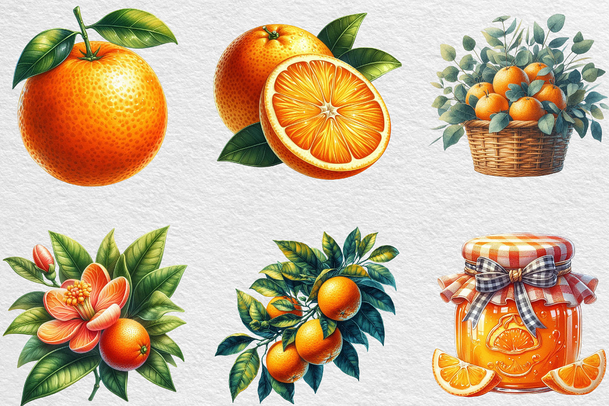 Watercolor Oranges Clipart, an Illustration by Black Bird Studio (Photo 2 of 6)