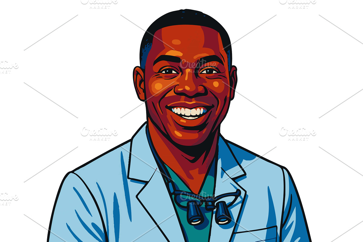 Smiling Doctor Portrait vector, a Healthcare Illustration by AlexArt