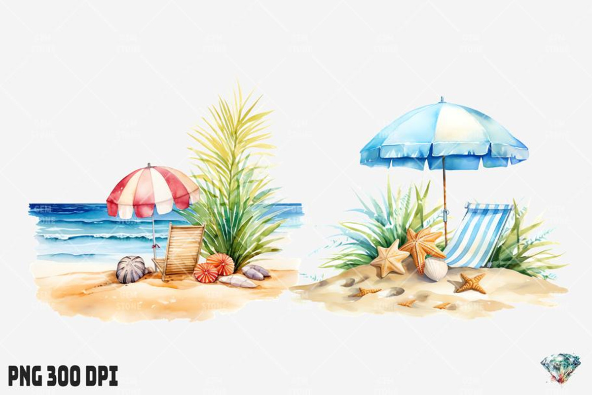 Summer Beach Watercolor, an Illustration by Gemstone (Photo 5 of 12)