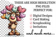 Funny Valentine Reindeer Clipart, an Illustration by Daily.Designs (Thumbnail 2 of 8)