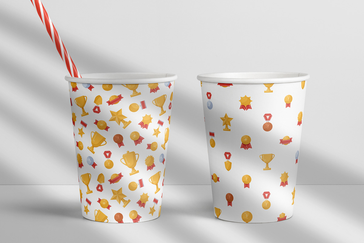 Cups and medals seamless patterns, a Pattern Graphic by Good Studio (Photo 6 of 6)