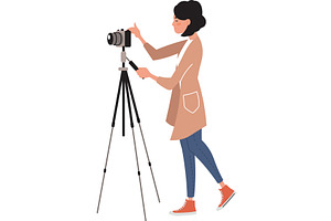 woman doing photography by camera on, an Illustration by vectorpointstudio