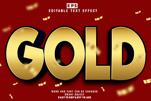 Vector Gold 3d Editable Text Effect