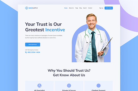Medical Healthcare Website Header, a Landing Page Template by salahuddinuix